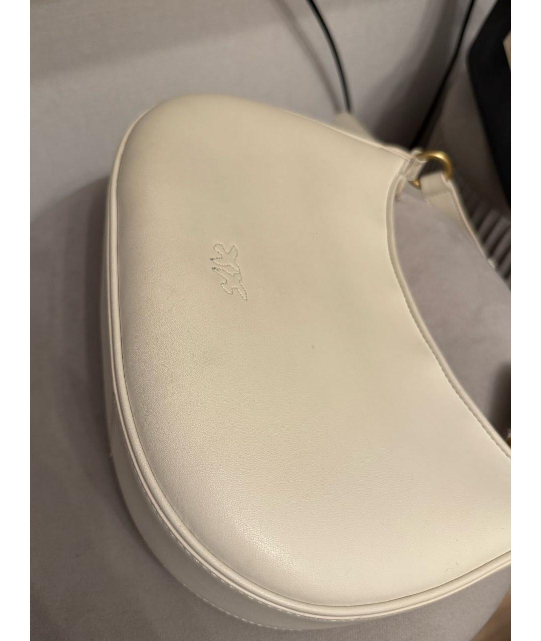 PINKO Бежевая кожаная сумка с короткими ручками, фото 6