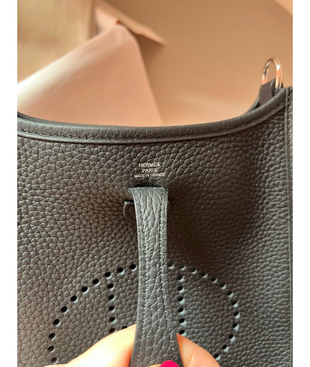 HERMES Черная кожаная сумка через плечо, фото 4