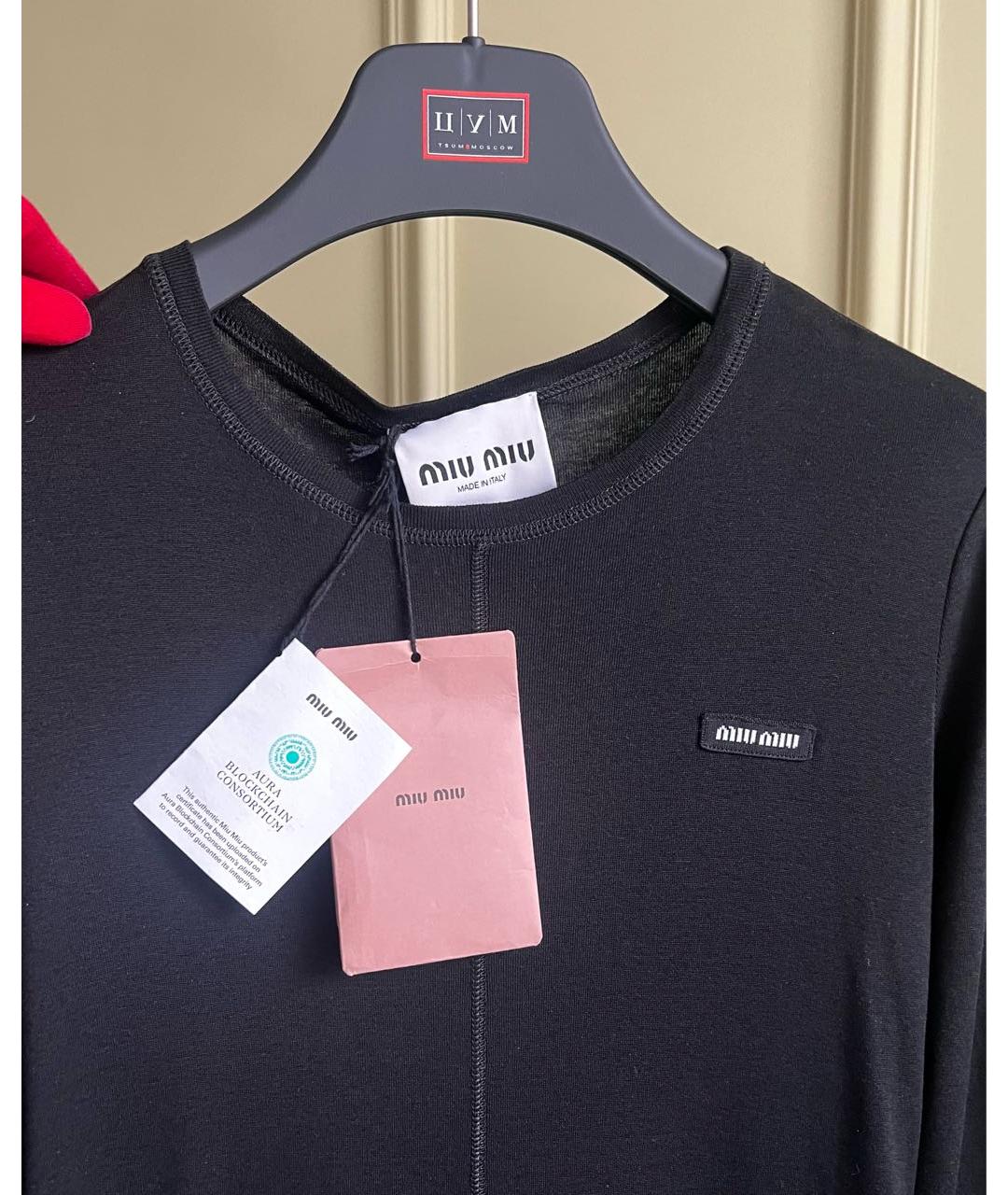 MIU MIU Черное шелковое повседневное платье, фото 2