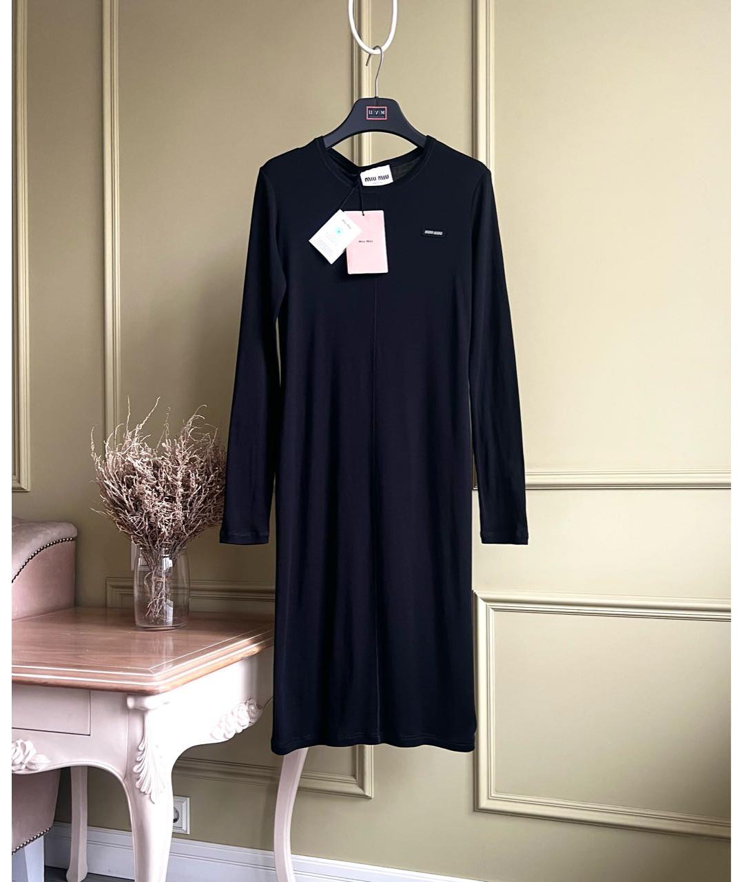 MIU MIU Черное шелковое повседневное платье, фото 9