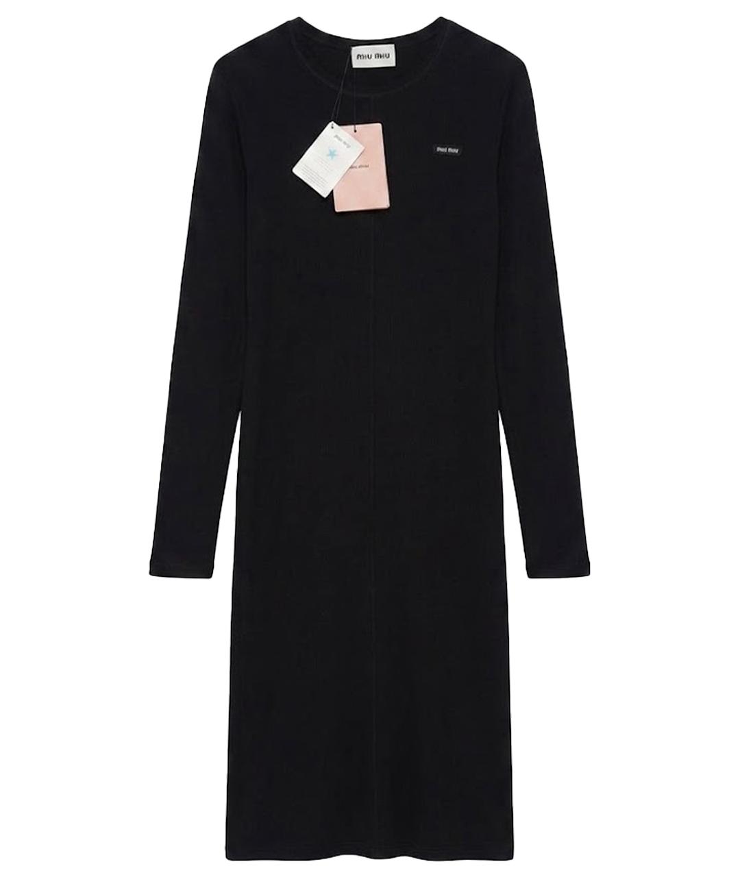 MIU MIU Черное шелковое повседневное платье, фото 1