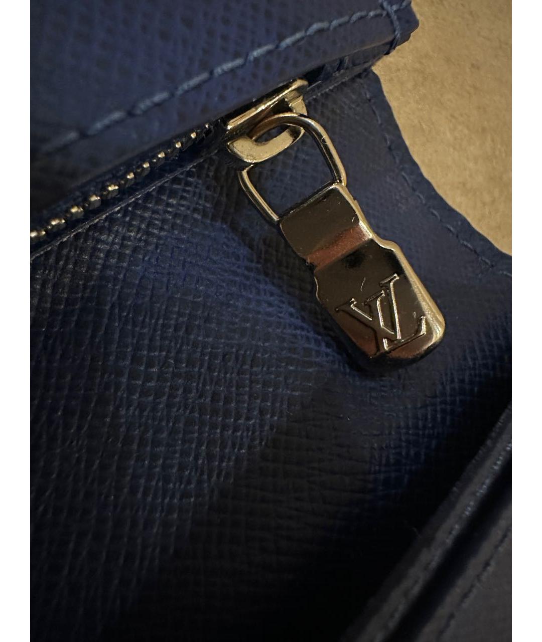 LOUIS VUITTON Темно-синий кожаный кошелек, фото 4