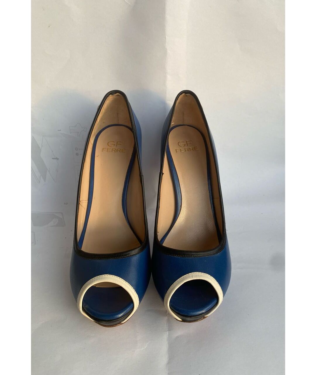 GIANFRANCO FERRE Синие кожаные туфли, фото 2