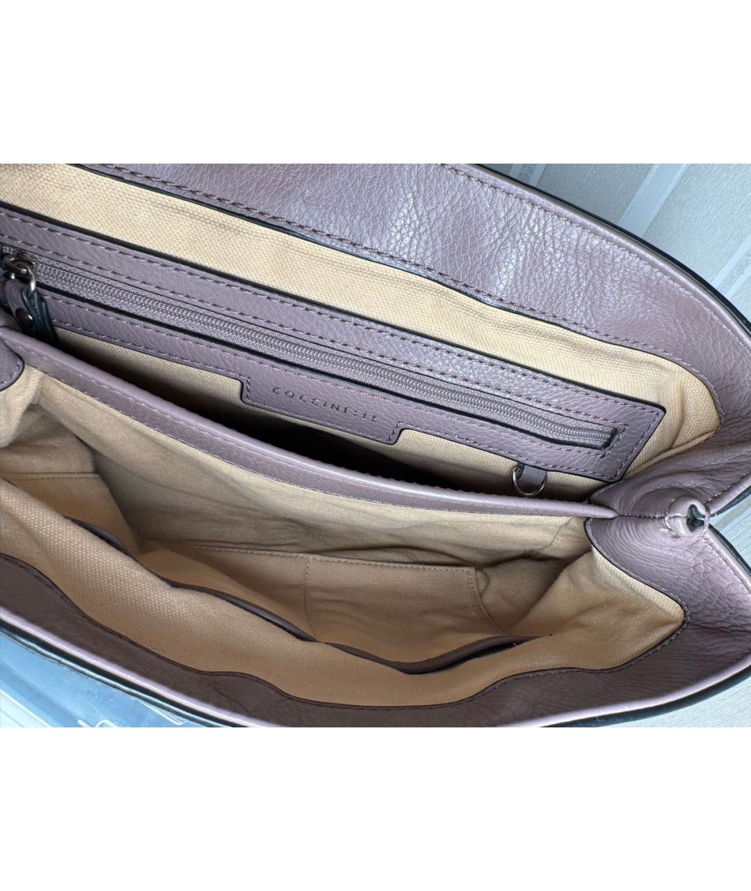 COCCINELLE Бежевая кожаная сумка тоут, фото 4