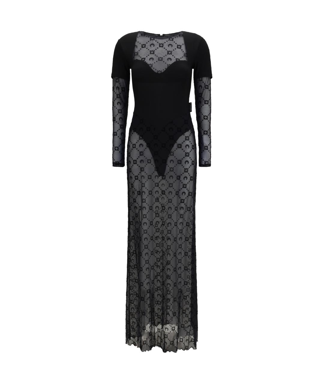 MARINE SERRE Черное полиамидовое коктейльное платье, фото 1