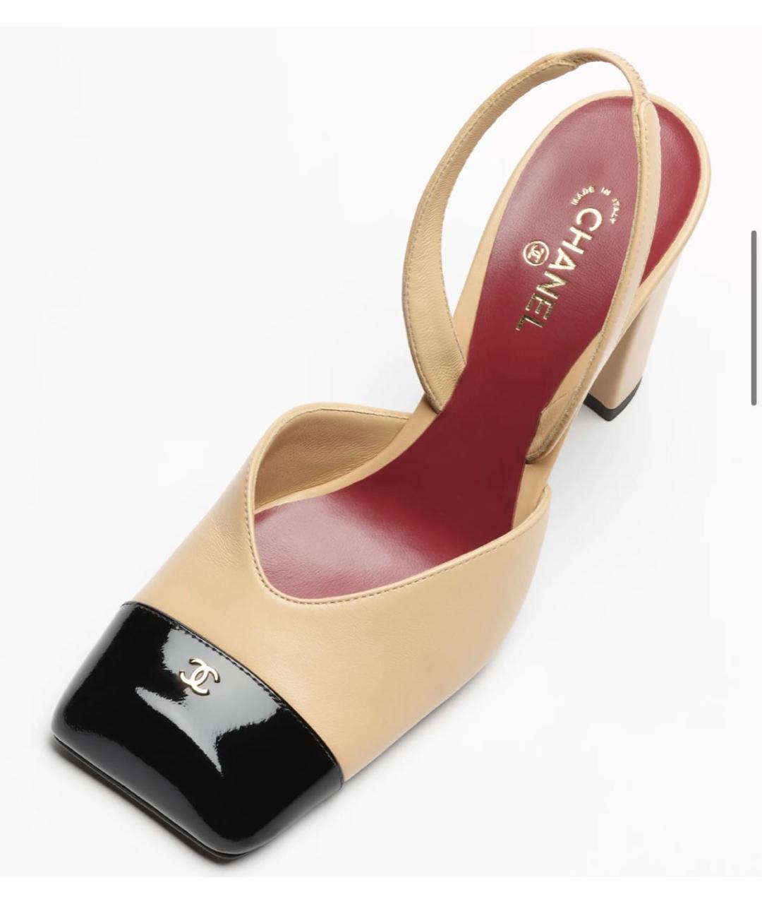 CHANEL Бежевые кожаные туфли, фото 2