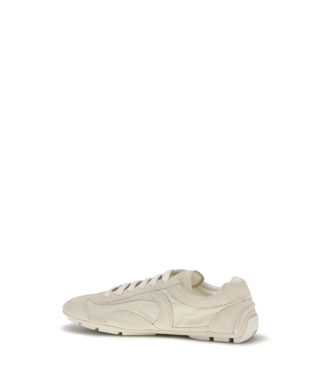 PRADA Бежевые замшевые низкие кроссовки / кеды, фото 3