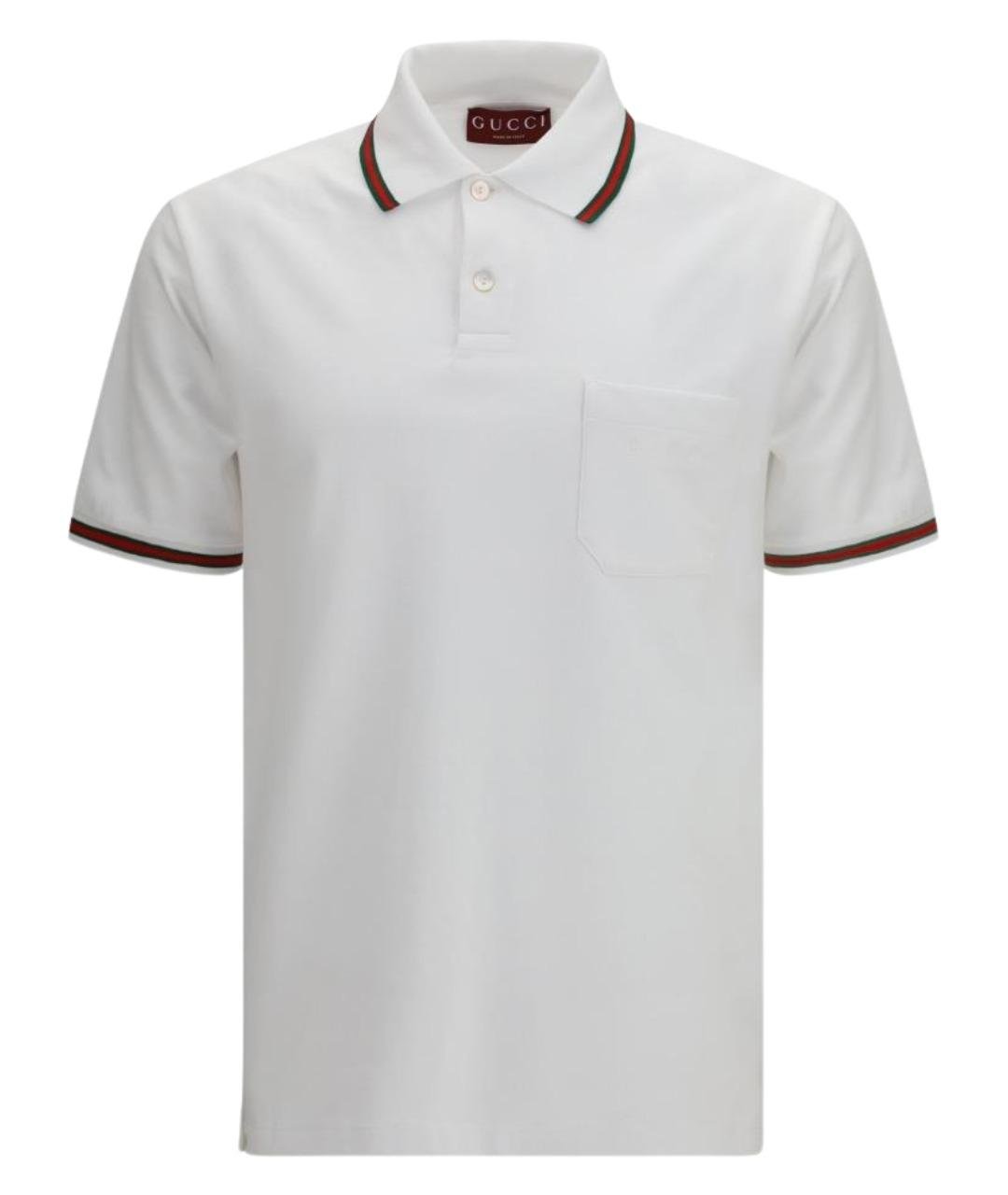 GUCCI Белое хлопковое поло с коротким рукавом, фото 1