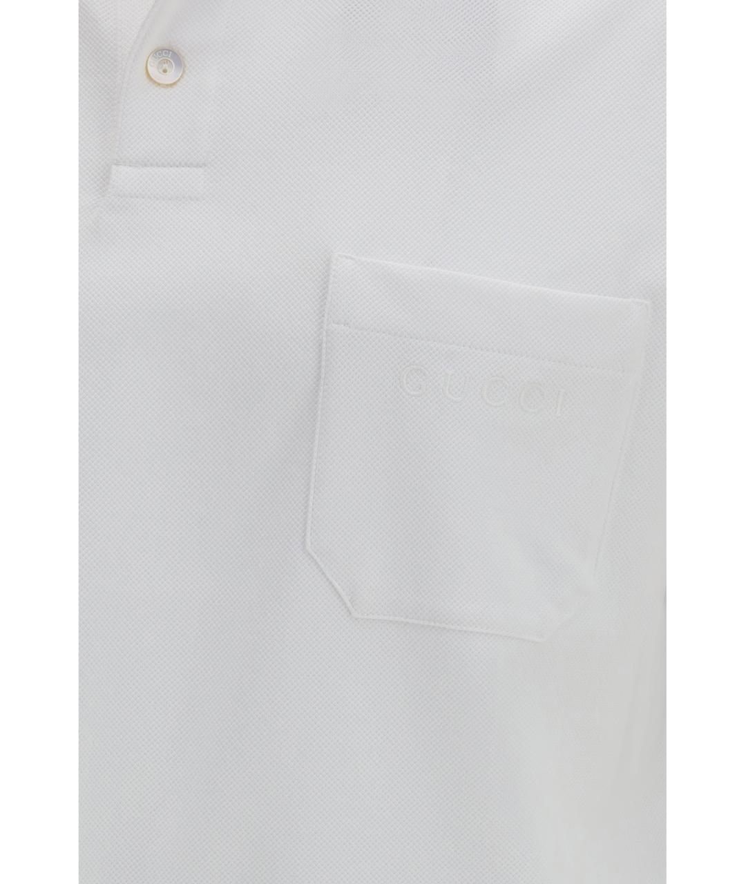 GUCCI Белое хлопковое поло с коротким рукавом, фото 3