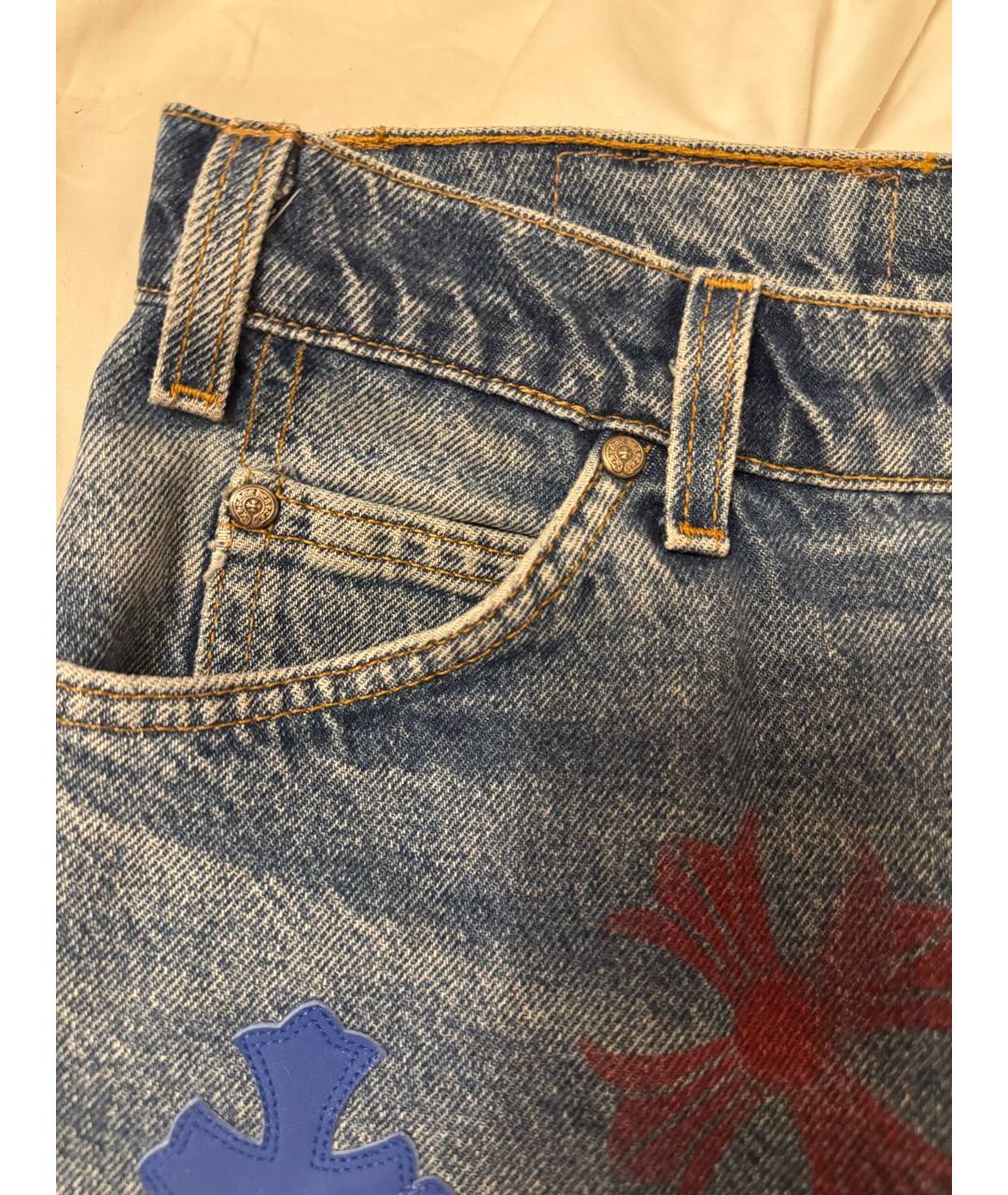 CHROME HEARTS Темно-синие хлопковые прямые джинсы, фото 4