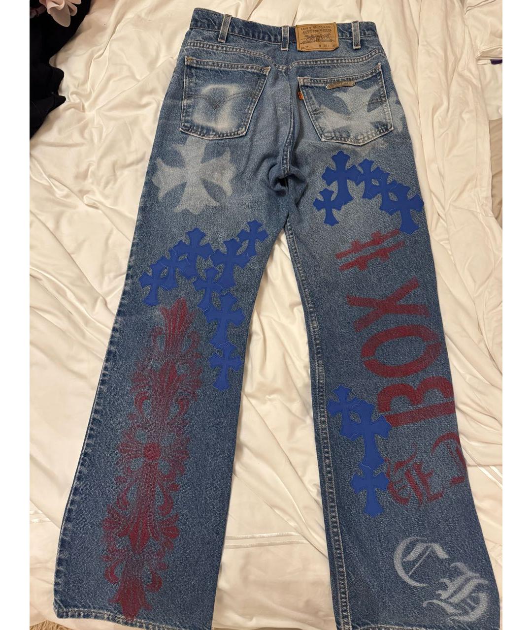 CHROME HEARTS Темно-синие хлопковые прямые джинсы, фото 2