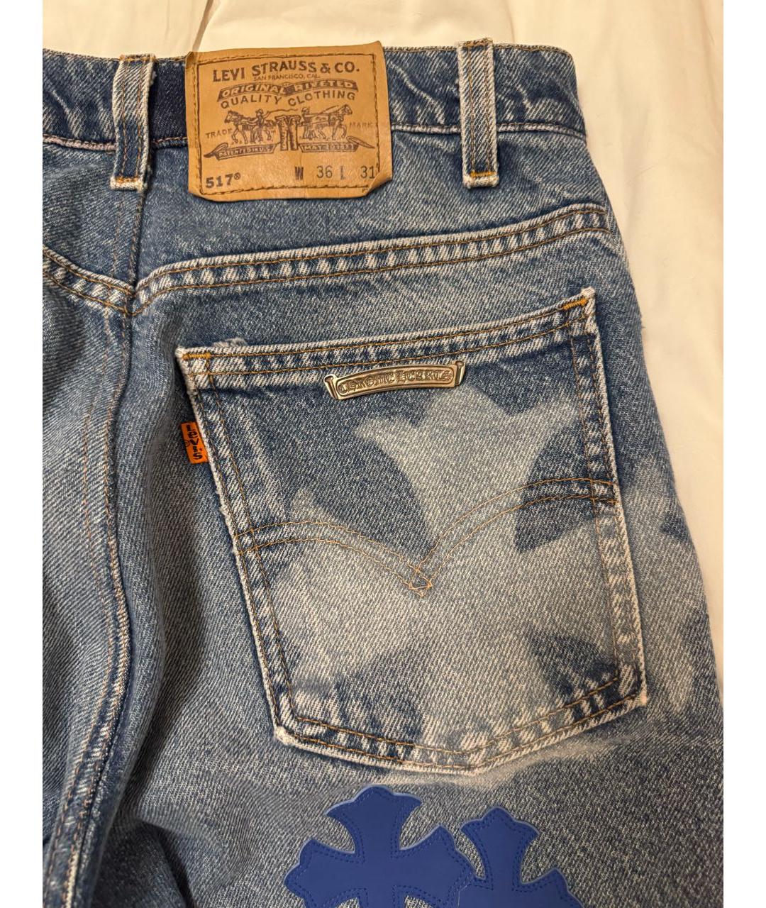 CHROME HEARTS Темно-синие хлопковые прямые джинсы, фото 5