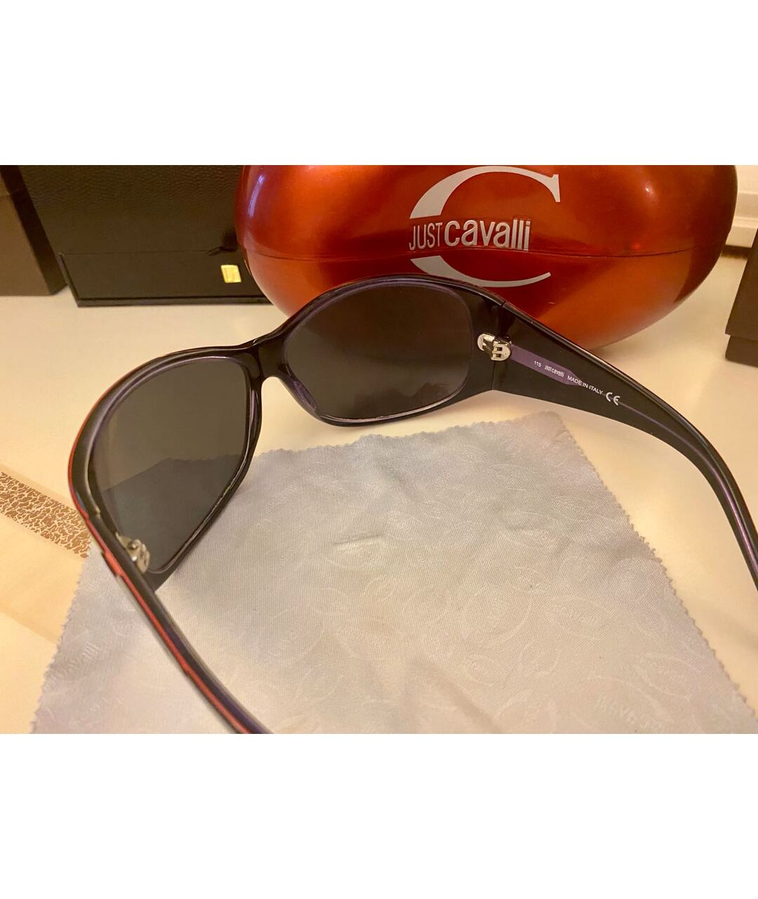 ROBERTO CAVALLI Черные пластиковые солнцезащитные очки, фото 7
