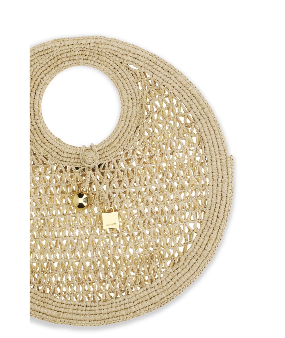 JACQUEMUS Бежевая пелетеная сумка с короткими ручками, фото 3