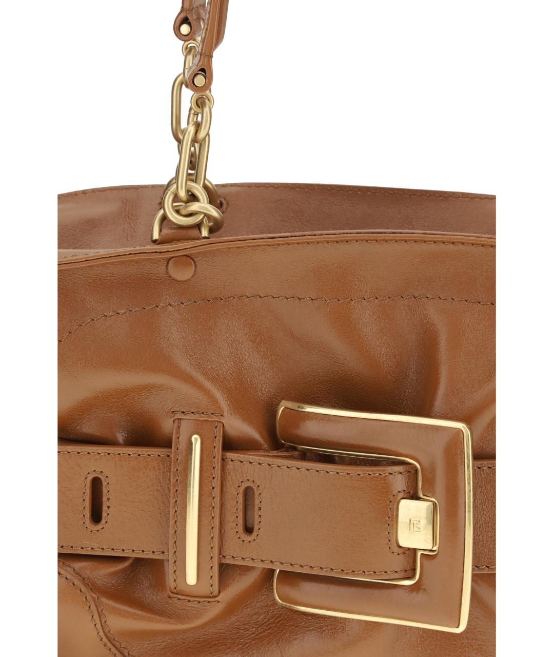 BALMAIN Коричневая кожаная сумка через плечо, фото 4