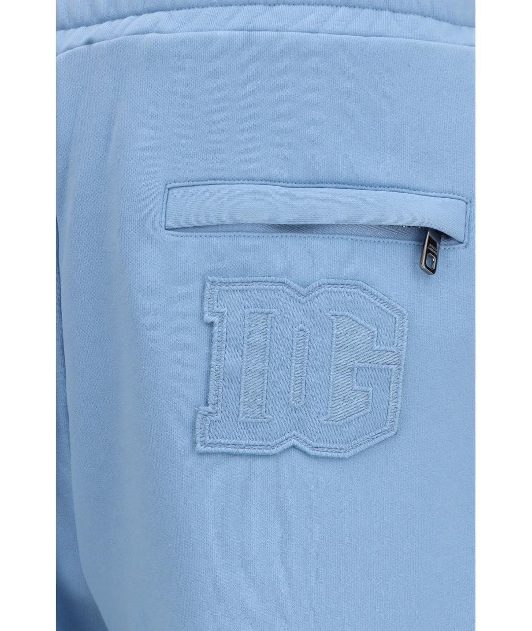 DOLCE&GABBANA Голубые хлопковые повседневные брюки, фото 3