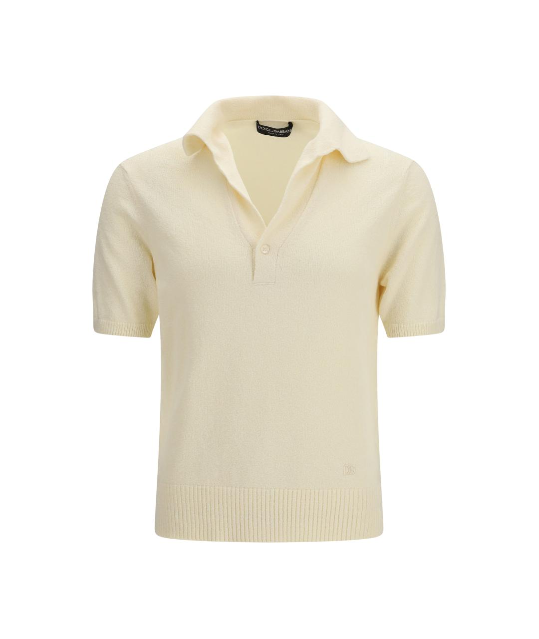DOLCE&GABBANA Бежевое хлопковое поло с коротким рукавом, фото 1