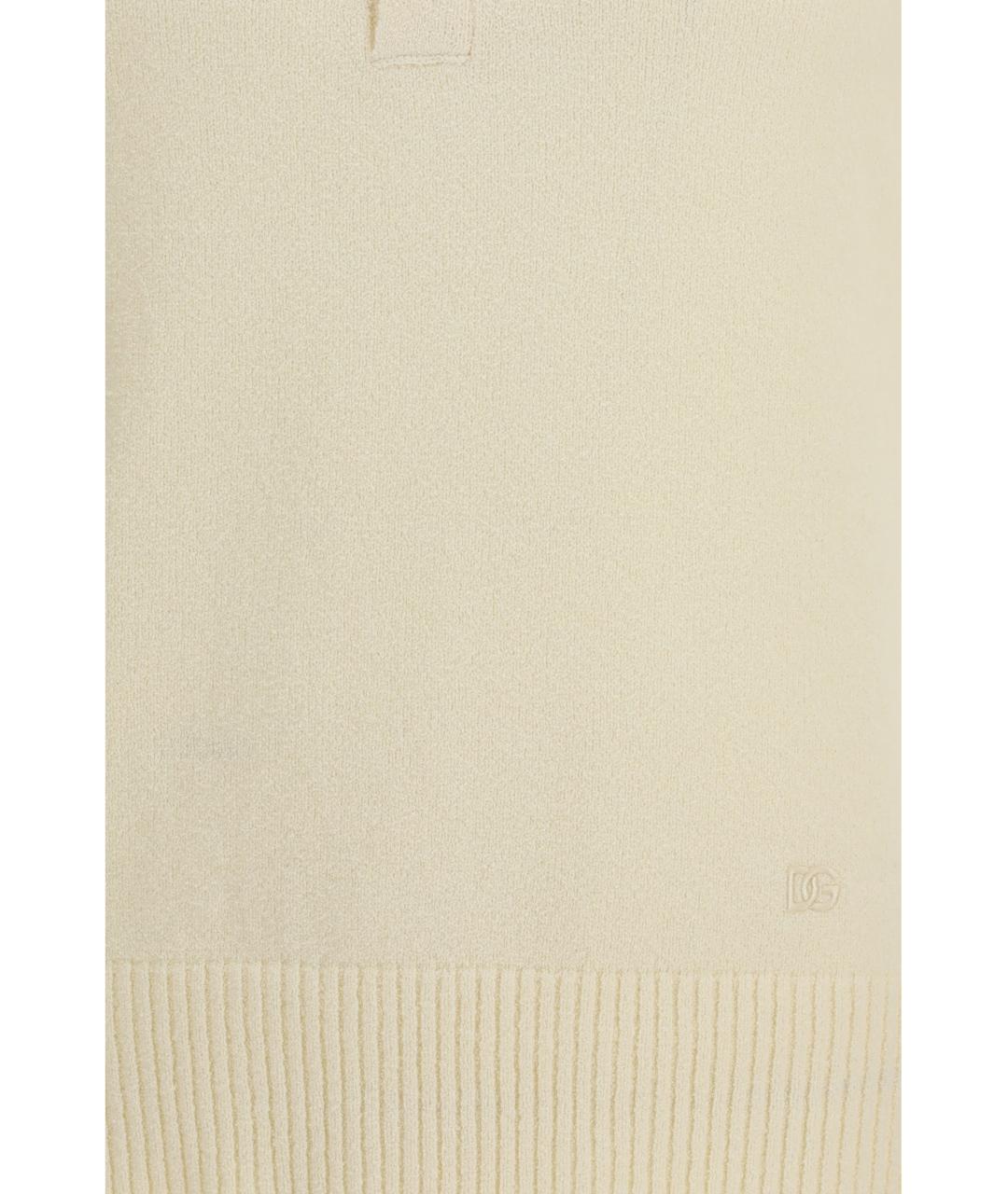 DOLCE&GABBANA Бежевое хлопковое поло с коротким рукавом, фото 3