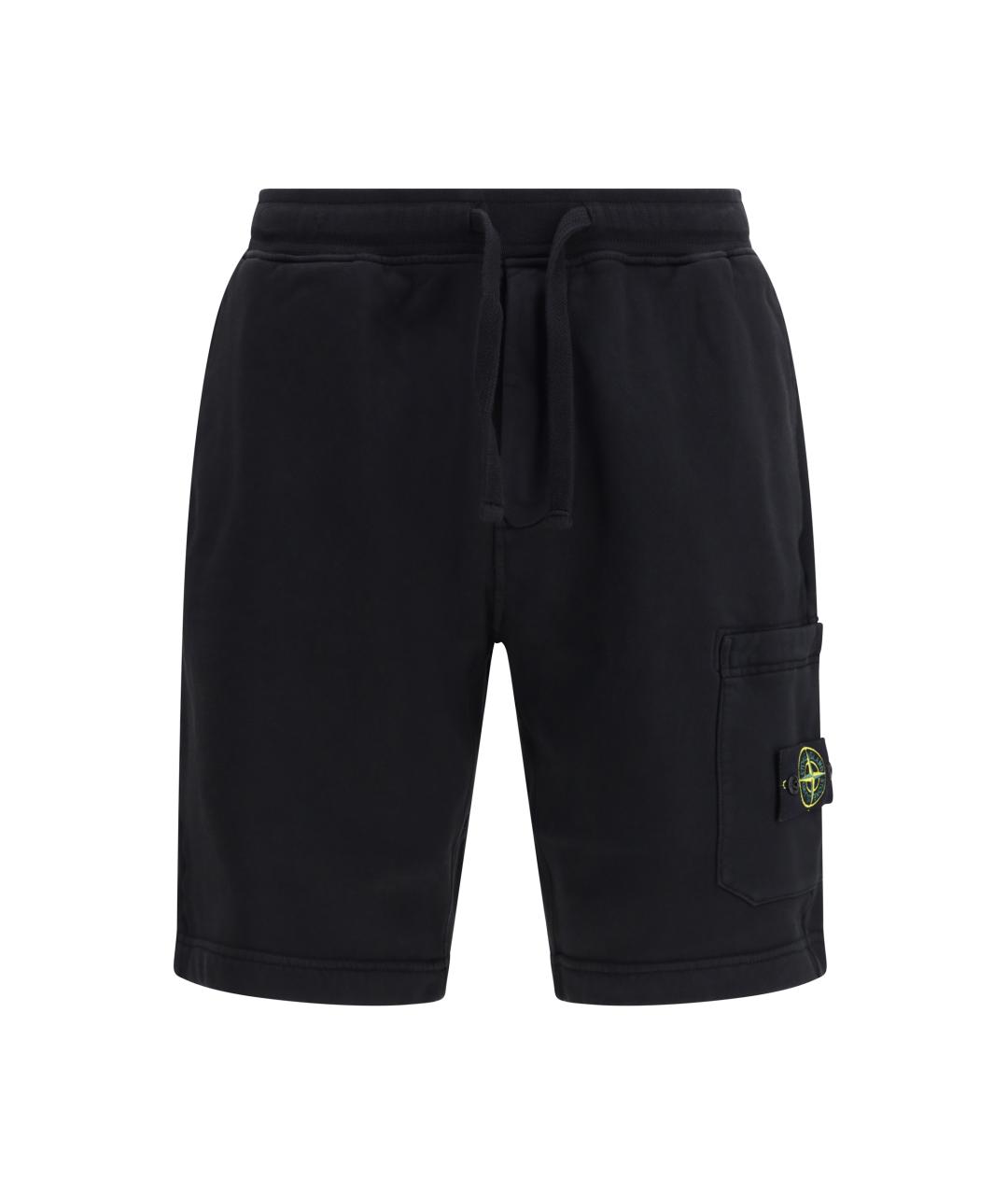 STONE ISLAND Черные хлопковые шорты, фото 1