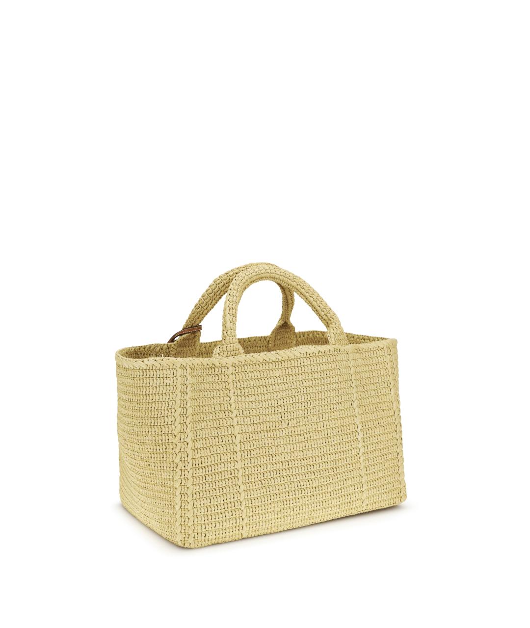 PRADA Бежевая пелетеная сумка тоут, фото 3