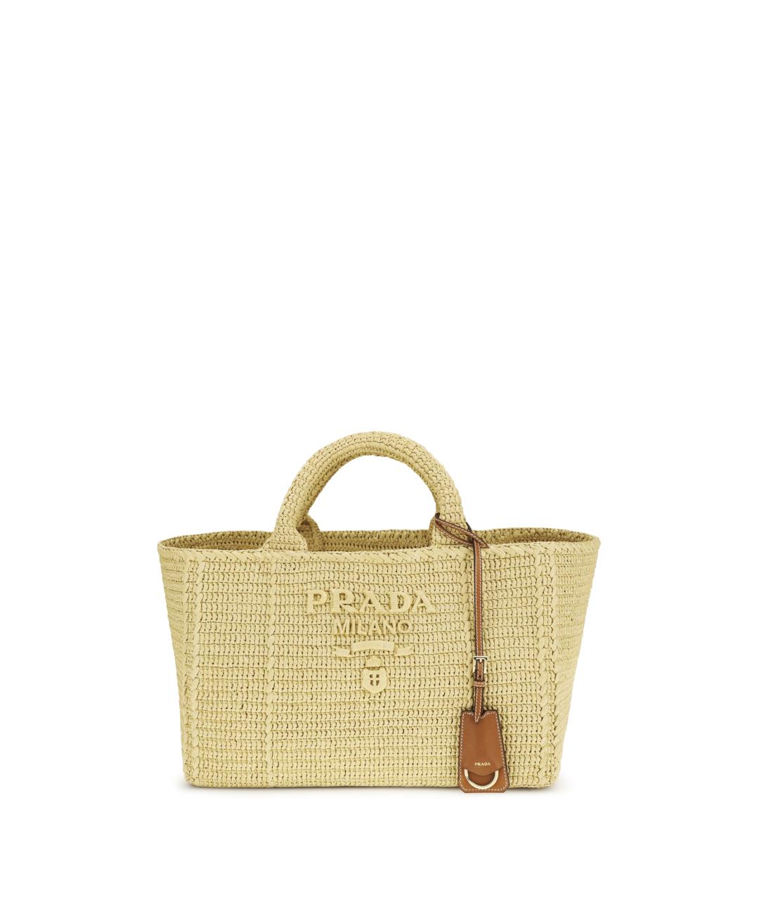 PRADA Бежевая пелетеная сумка тоут, фото 1