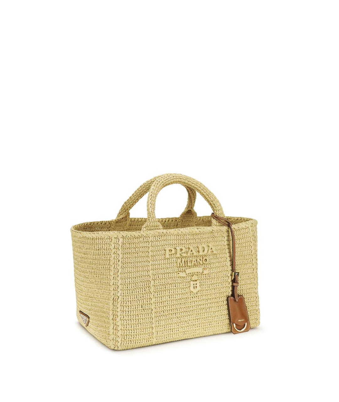 PRADA Бежевая пелетеная сумка тоут, фото 2