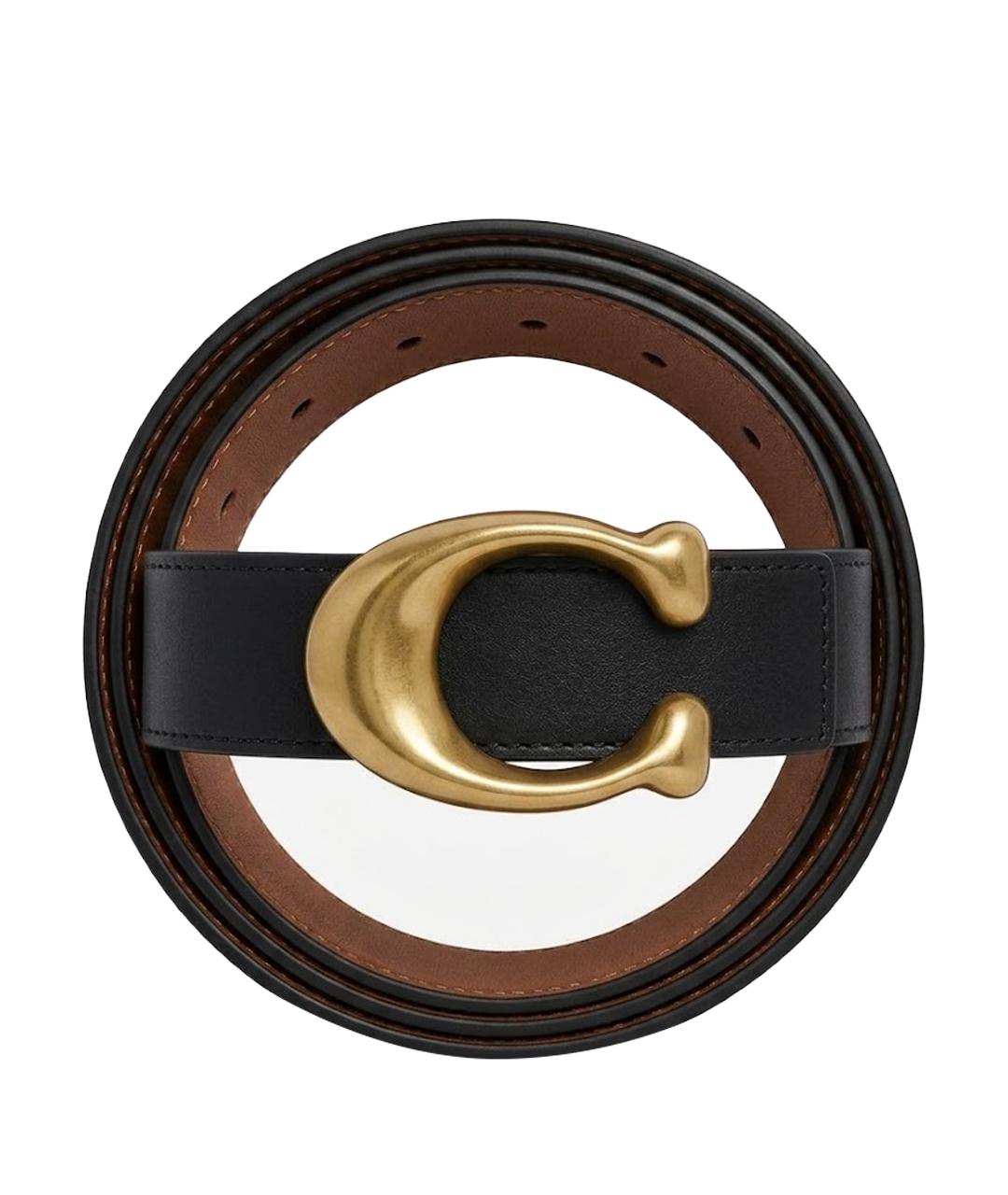 COACH Черный кожаный ремень, фото 1