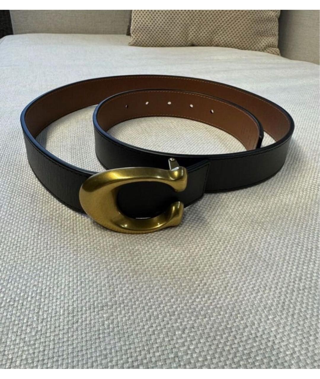 COACH Черный кожаный ремень, фото 6