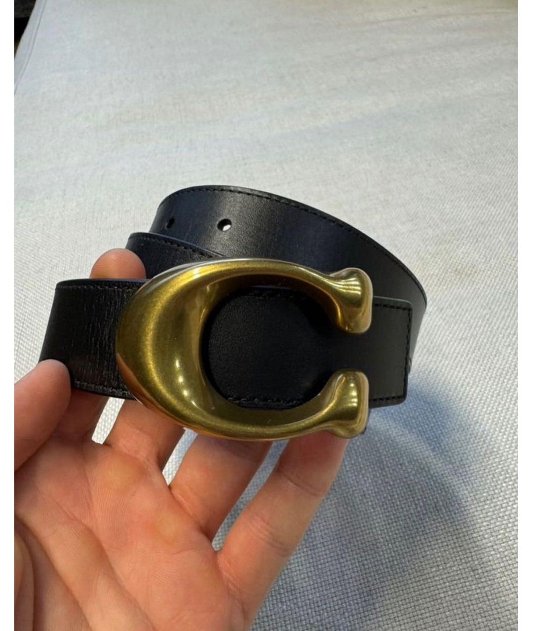 COACH Черный кожаный ремень, фото 2