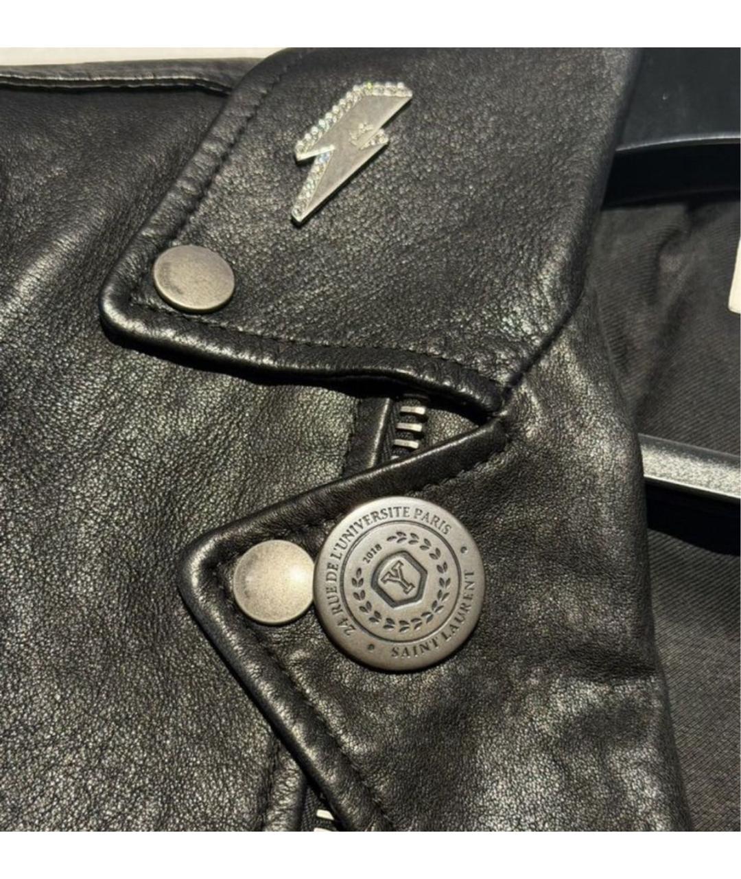 SAINT LAURENT Черная кожаная куртка, фото 3
