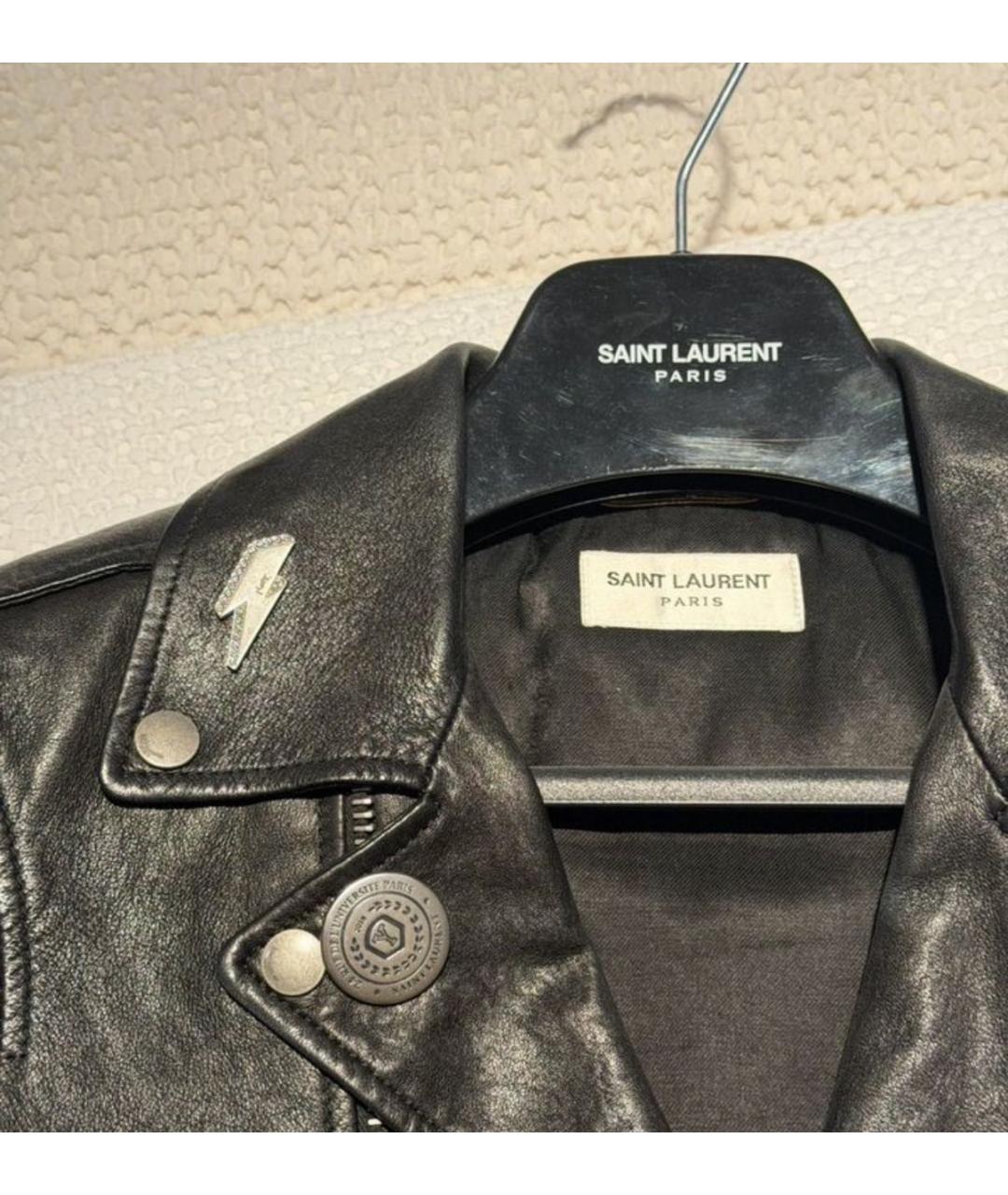 SAINT LAURENT Черная кожаная куртка, фото 4