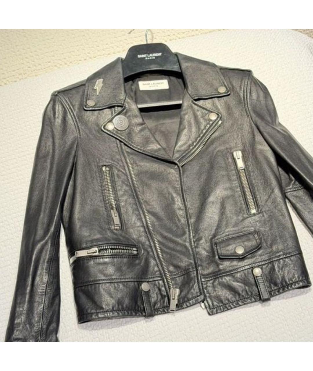SAINT LAURENT Черная кожаная куртка, фото 2