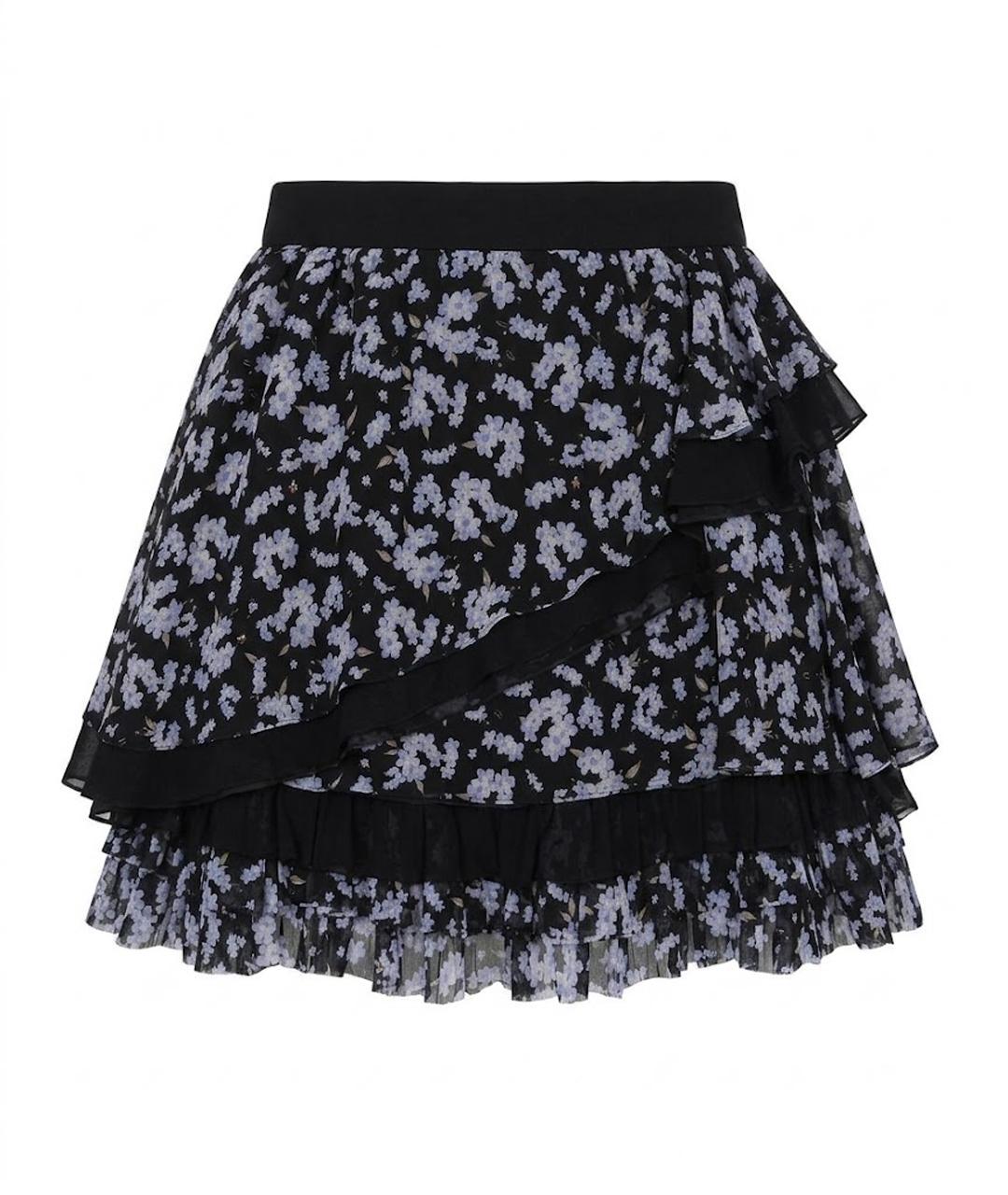 ULYANA SERGEENKO Черная шелковая юбка мини, фото 1