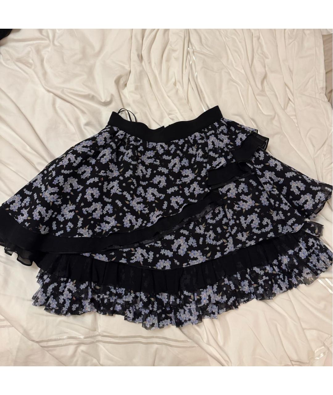 ULYANA SERGEENKO Черная шелковая юбка мини, фото 5