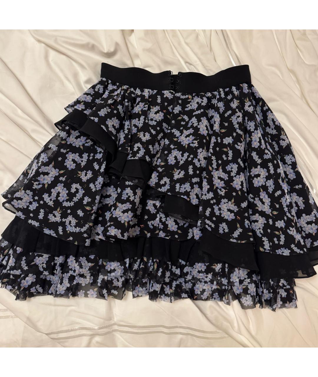 ULYANA SERGEENKO Черная шелковая юбка мини, фото 2