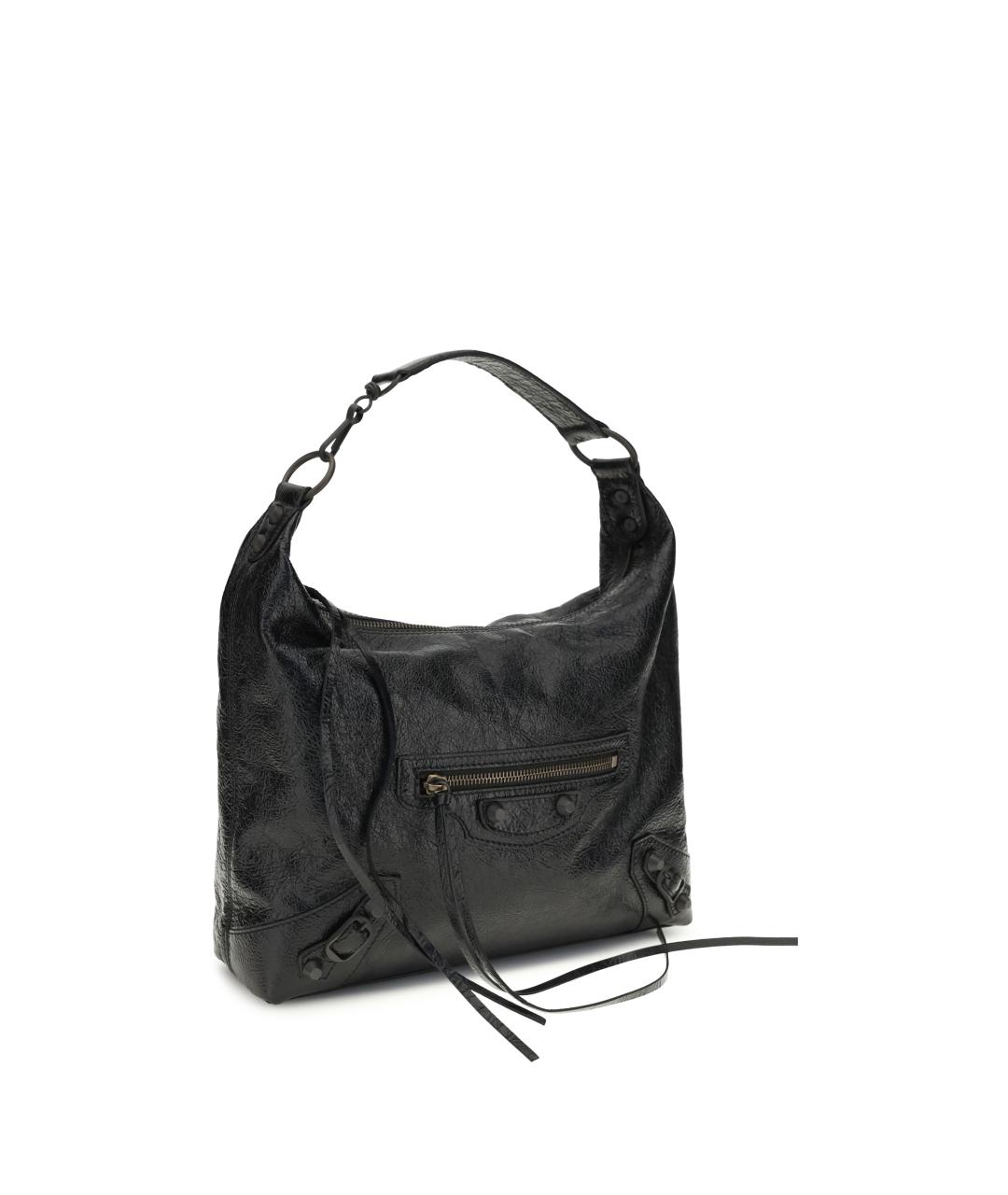 BALENCIAGA Черная кожаная сумка через плечо, фото 2