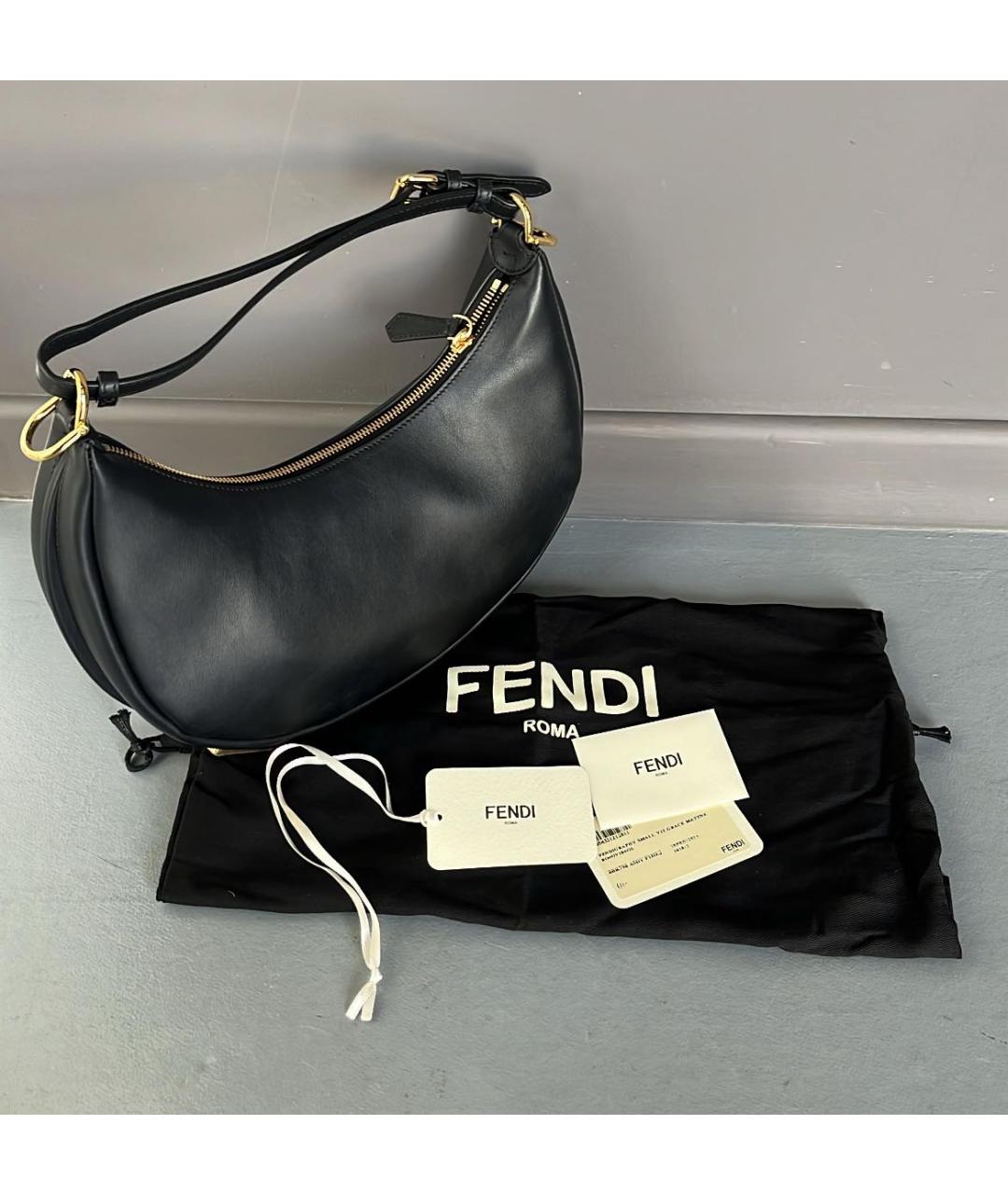 FENDI Черная кожаная сумка через плечо, фото 4