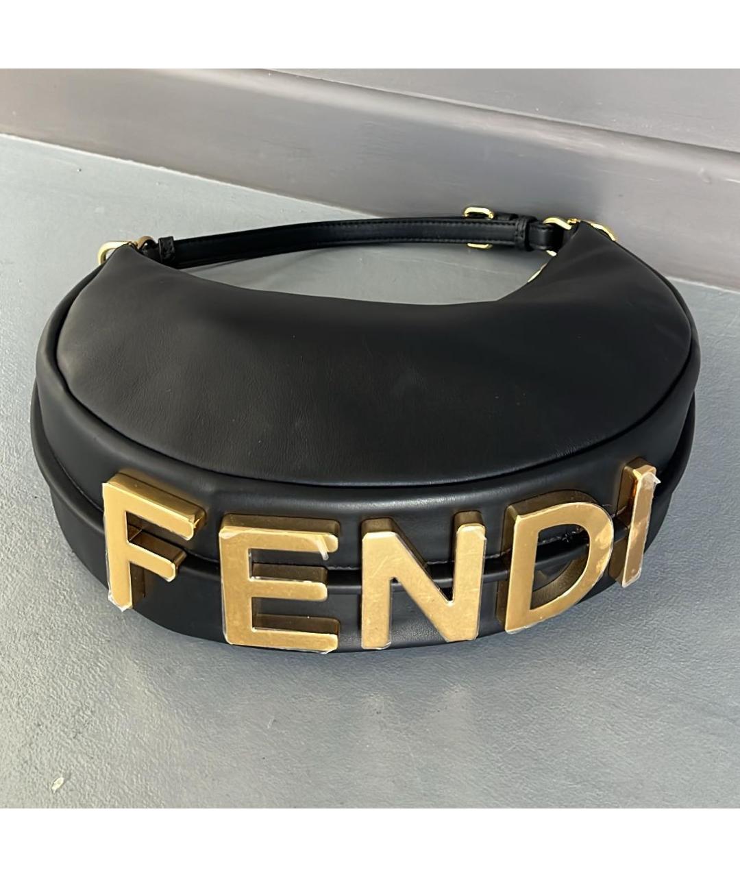 FENDI Черная кожаная сумка через плечо, фото 7