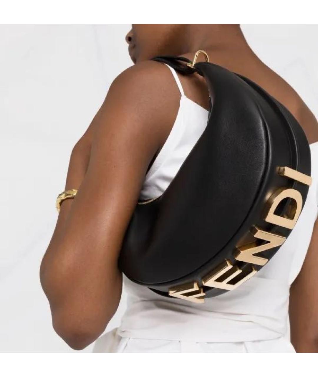 FENDI Черная кожаная сумка через плечо, фото 3