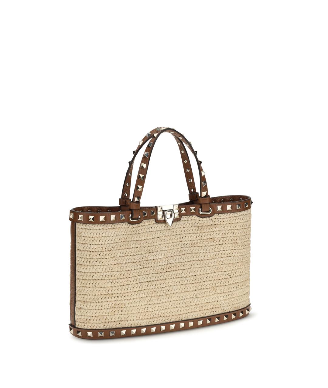 VALENTINO Бежевая пелетеная сумка тоут, фото 2