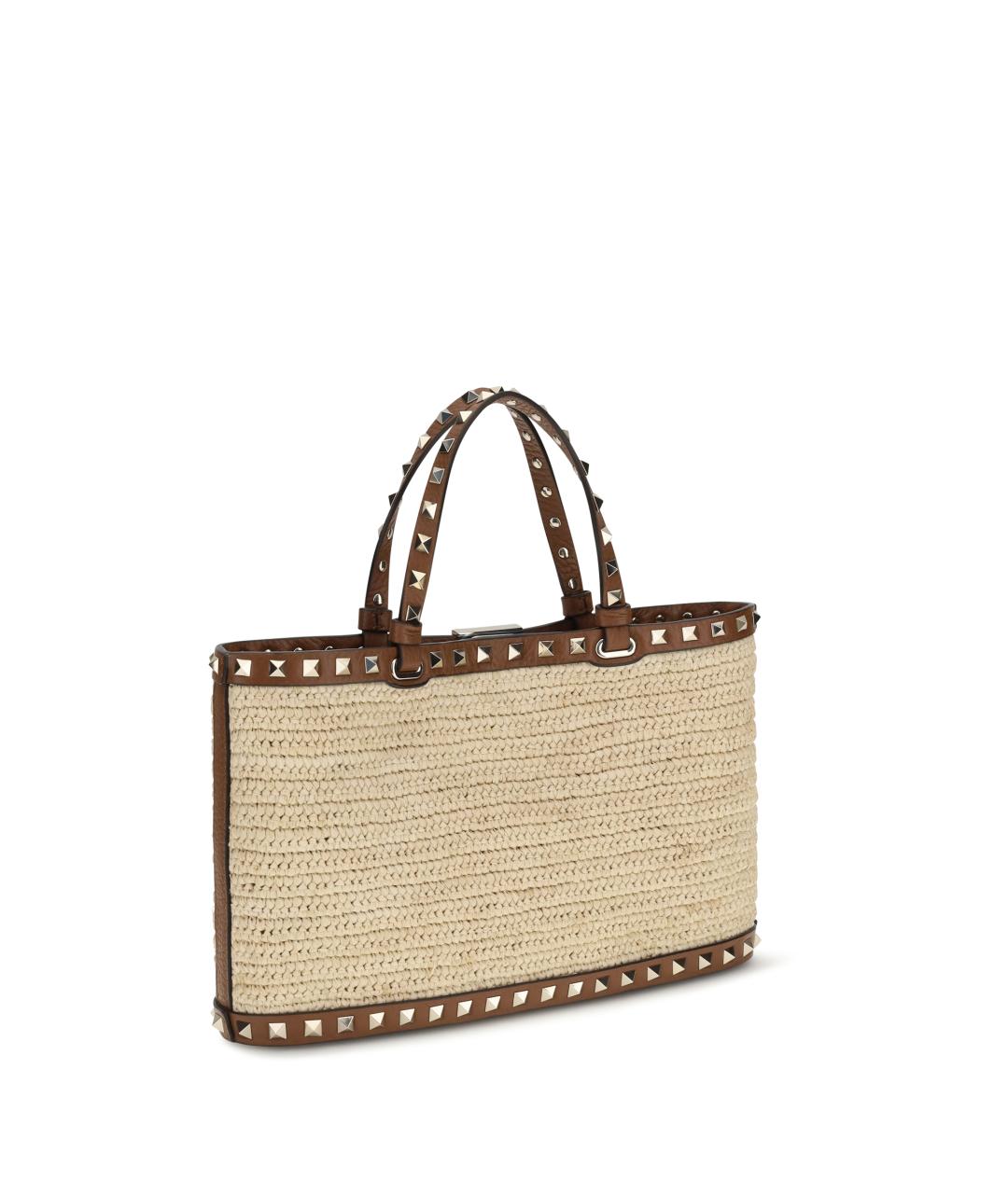 VALENTINO Бежевая пелетеная сумка тоут, фото 3