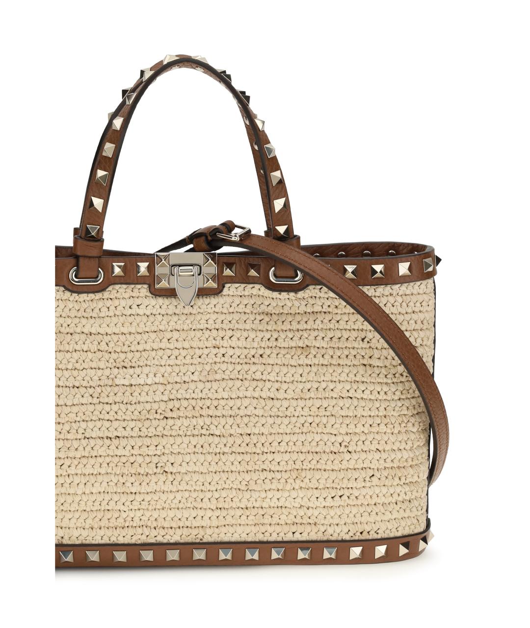 VALENTINO Бежевая пелетеная сумка тоут, фото 4