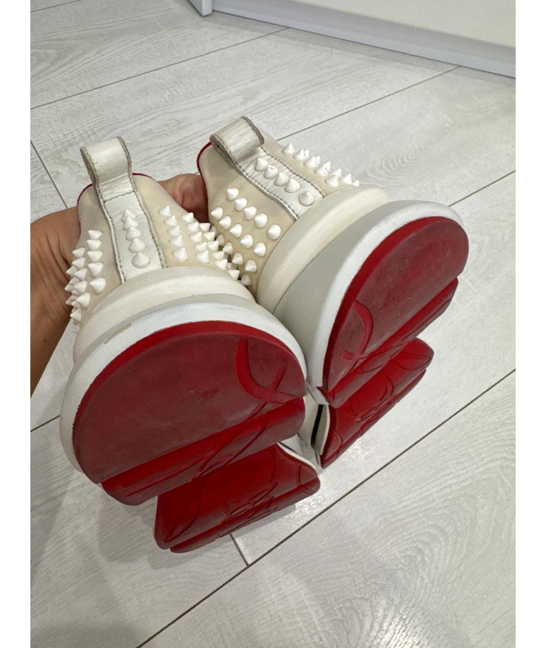 CHRISTIAN LOUBOUTIN Белые текстильные низкие кроссовки / кеды, фото 2