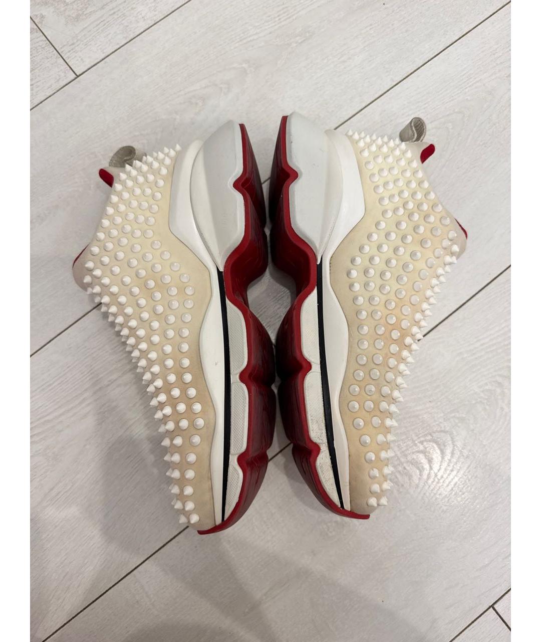 CHRISTIAN LOUBOUTIN Белые текстильные низкие кроссовки / кеды, фото 5