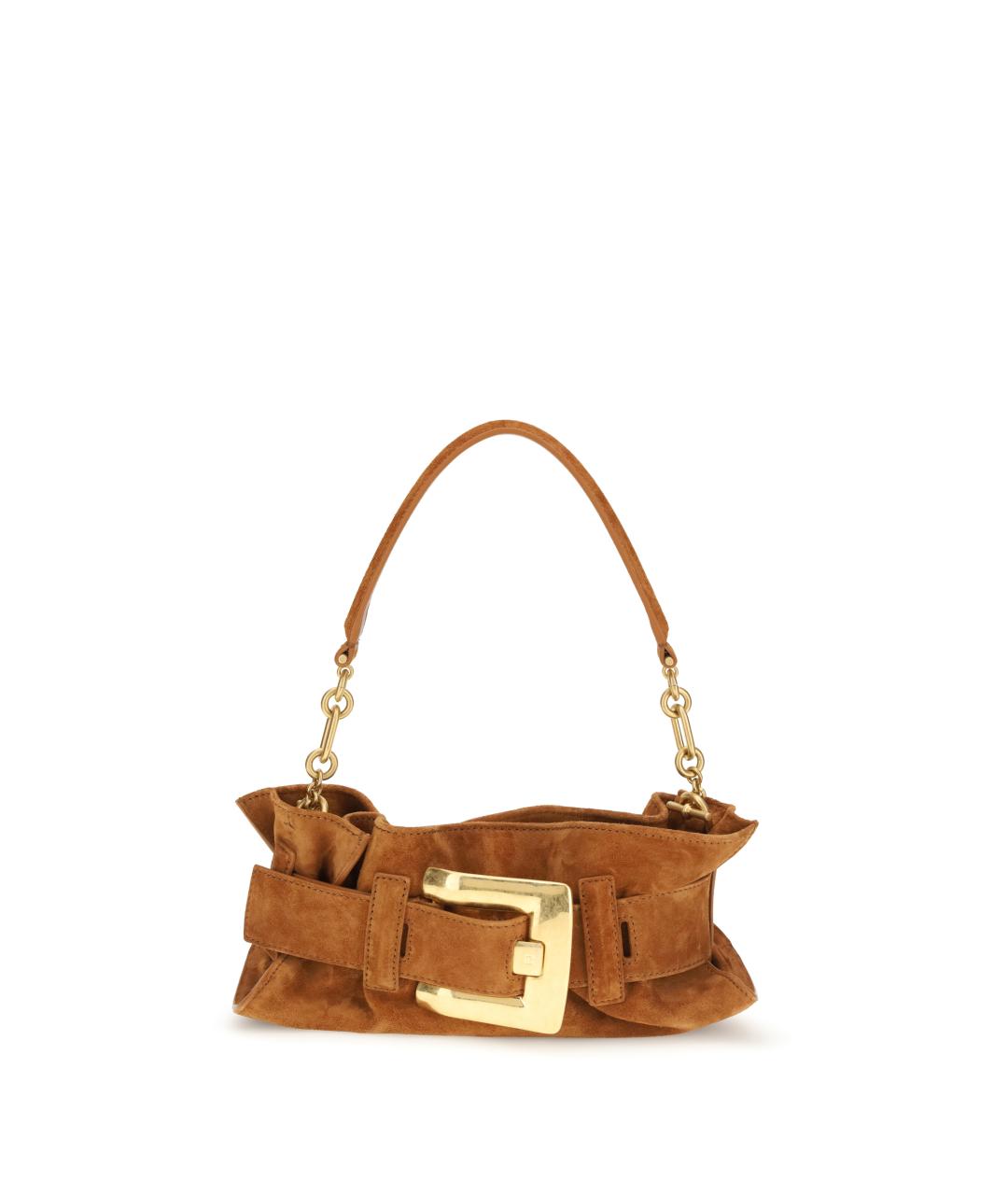 BALMAIN Коричневая замшевая сумка через плечо, фото 1