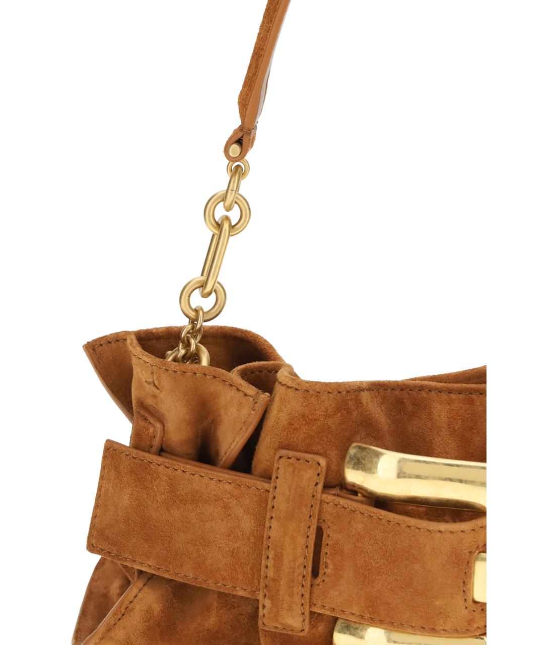 BALMAIN Коричневая замшевая сумка через плечо, фото 3