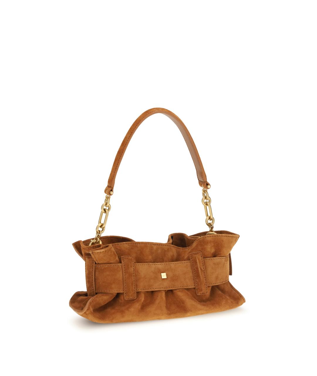 BALMAIN Коричневая замшевая сумка через плечо, фото 2