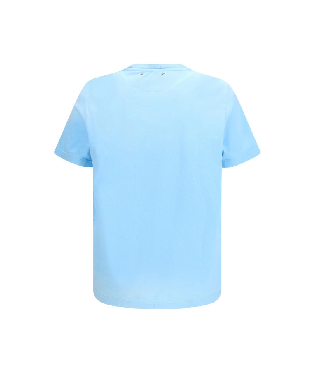 GOLDEN GOOSE DELUXE BRAND Голубая хлопковая футболка, фото 2