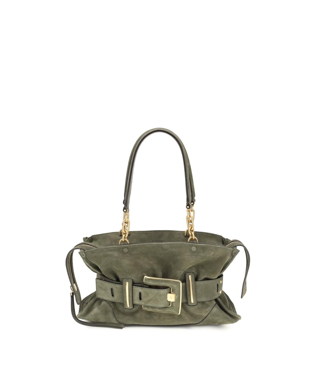 BALMAIN Зеленая замшевая сумка через плечо, фото 1