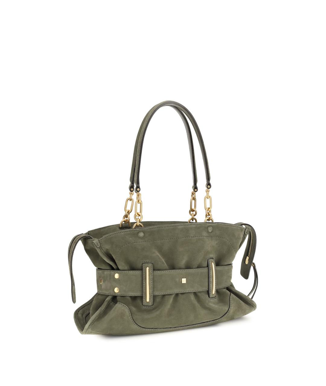 BALMAIN Зеленая замшевая сумка через плечо, фото 3